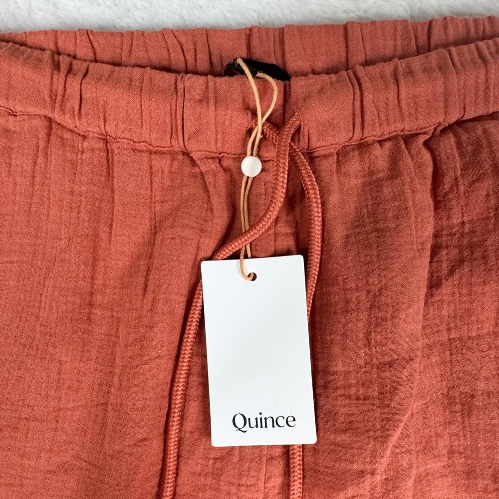 Quince Womens M Organic Cotton Gauze Straight Leg Pants Black NWT Drawstring - Picture 4 of 13